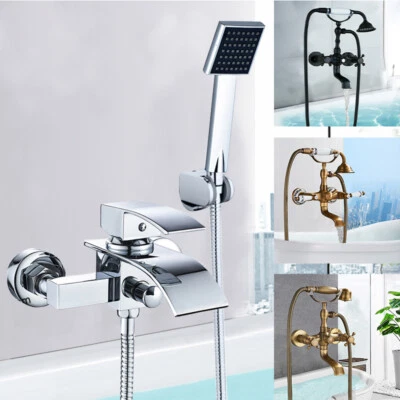 ROZIN Rubinetto miscalatore doccia vasca da bagno con doccetta ottone a parete moderno