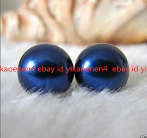 7-8mm Navy Blue Freshwater Pearl 925 Sterling Silver Stud Earrings - Picture 1 of 12