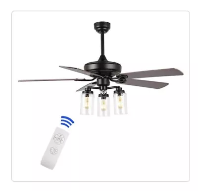 JONATHAN Y Lucas 52” 3-Light Rustic Industrial Ceiling Fan With LED Light READ! - Image 1 of 4