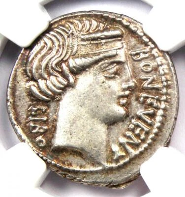 Roman L. Scribonius Libo AR Denarius Coin 62 BC - Certified NGC Choice AU - Image 1 of 4