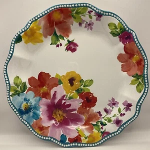 Pioneer Woman WILDFLOWER WHIMSY 10.5” Dinner Plate Melamine Scalloped Floral EUC - Picture 1 of 7