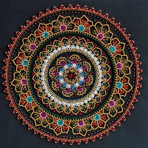 Abris Art Bead Embroidery Kit Mandala, Needlepoint Kit, DIY Beaded Mandala - Picture 1 of 10