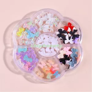 Kristall Farbe Schleifen & Bär Nail Art 3D Design Strass Spitzen gemischt Dekorationen - Bild 1 von 1