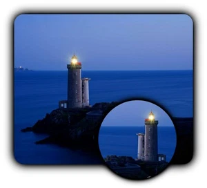 Seascape Lighthouse Rocky - Mouse Pad + Coaster - 1/4" Rubber Mat - Great Gift - Photo 1/3