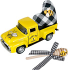 Mini Farm Fresh Honey Yellow Truck Toy with Buffalo Check Heart Little Bee Farmh