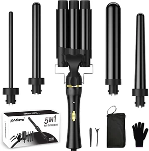5 in 1 Wand Curling Iron, Hair Curling Wand Set with 3 Barrel Hair Crimper and - Picture 1 of 6