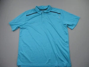 Reebok Shirt Mens Medium Blue Polo Athletic Short Sleeve Polyester Casual Logo - Picture 1 of 9