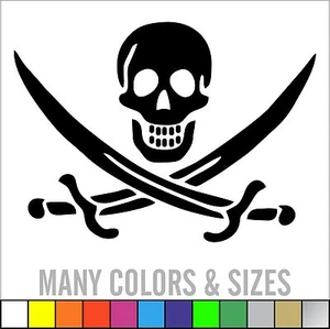 Jolly Roger Calico Jack Rackham Pirate Decal Sticker Die Cut - Many Colors/Sizes - Picture 1 of 15