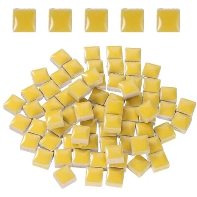 205pcs Square Ceramic Mosaic Tiles, Bulk Stained Mosaic Tiles (200g, Yellow) Foto 1 de 4
