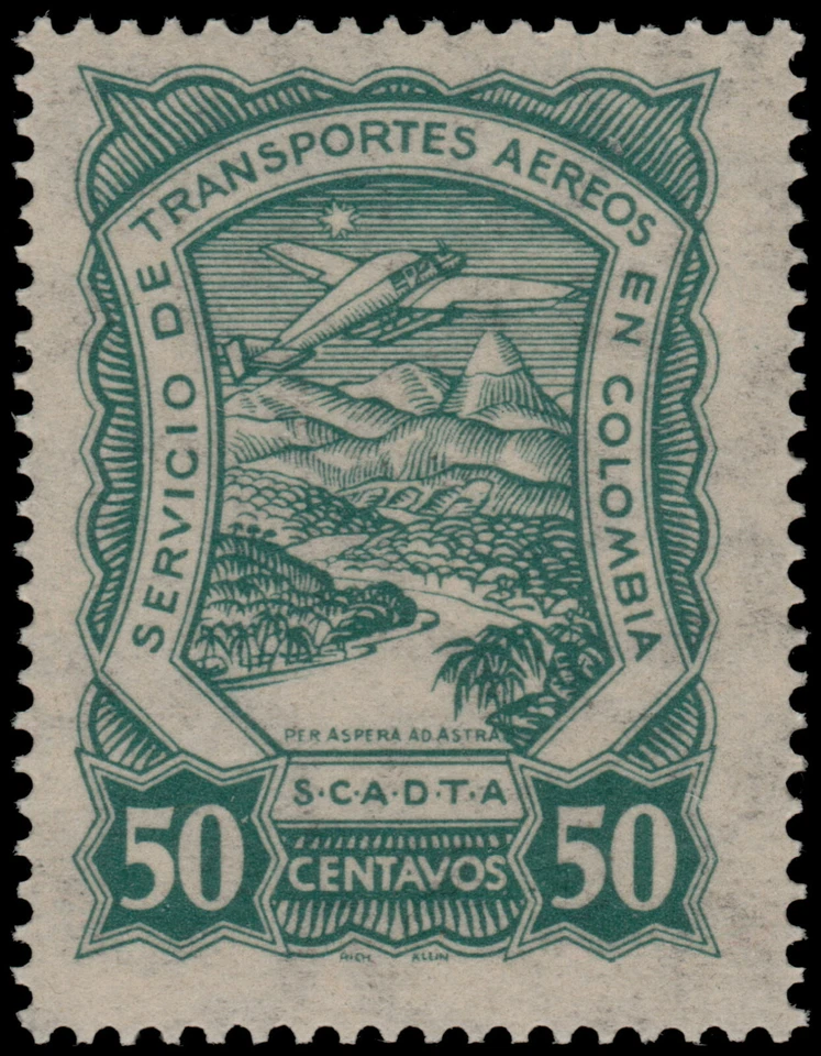 ✔️ COLÔMBIA SCADTA 1923 - AVIÃO SOBRE O RIO - SC. C44 ** MNH [1SCDT34] - Imagem 1 de 1