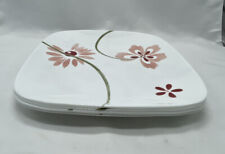 Corelle Set Of 4 Square Pretty Pink Floral Dinner Plates 10 1/2" USA Spring