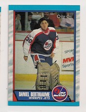 1989-90 OPC #296 DANIEL BERTHIAUME GOALIE WINNIPEG JETS O-PEE-CHEE