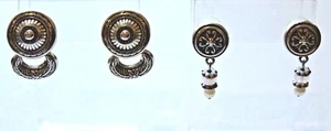 Brighton Pierced Earrings Two Pairs Silver Tone Pearl Drop and Concho Button - Picture 1 of 11