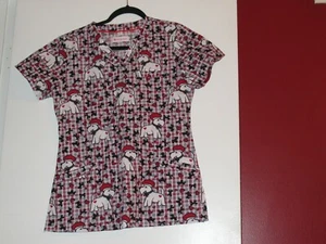 White Cross: Women's XS Short Sleeve Scrub Top / Snoopy / Hearts - Picture 1 of 5