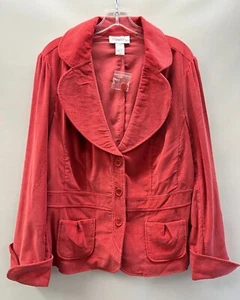 Vintage Chadwick's 3-Button Blazer Jacket Corduroy Pink Cuffed Sleeve Pockets - Picture 1 of 8