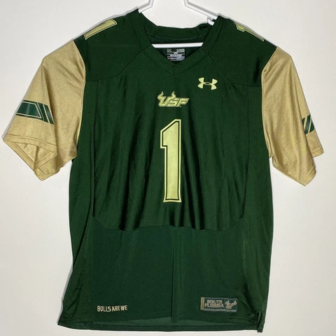 University of South Florida Bulls NCAA Green #1 Under Armour Football Jersey XL Cover