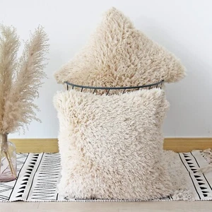 Fluffy Decorative Throw Pillows Covers 24 X 24 Inch Luxury Soft Faux Fur Fle... - Picture 1 of 6