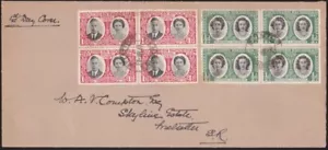 SOUTHERN RHODESIA 1947 Royal Visit blocks on FDC ex Melsetter..............B3619 - Picture 1 of 1