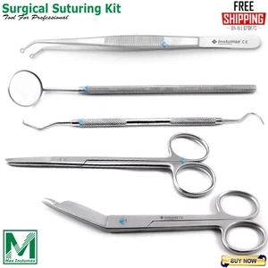 Chirurgische Baumwolle Pinzette Gewebe Nähschere Hygiene Scaler Instrumente Set - Bild 1 von 6