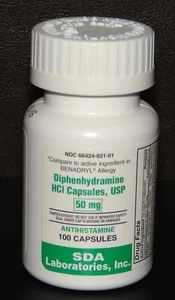 SDA Diphenhydramine 50mg Capsules Sleep Aid & Antihistamine 100ct -Exp 07-2027 - Picture 1 of 1
