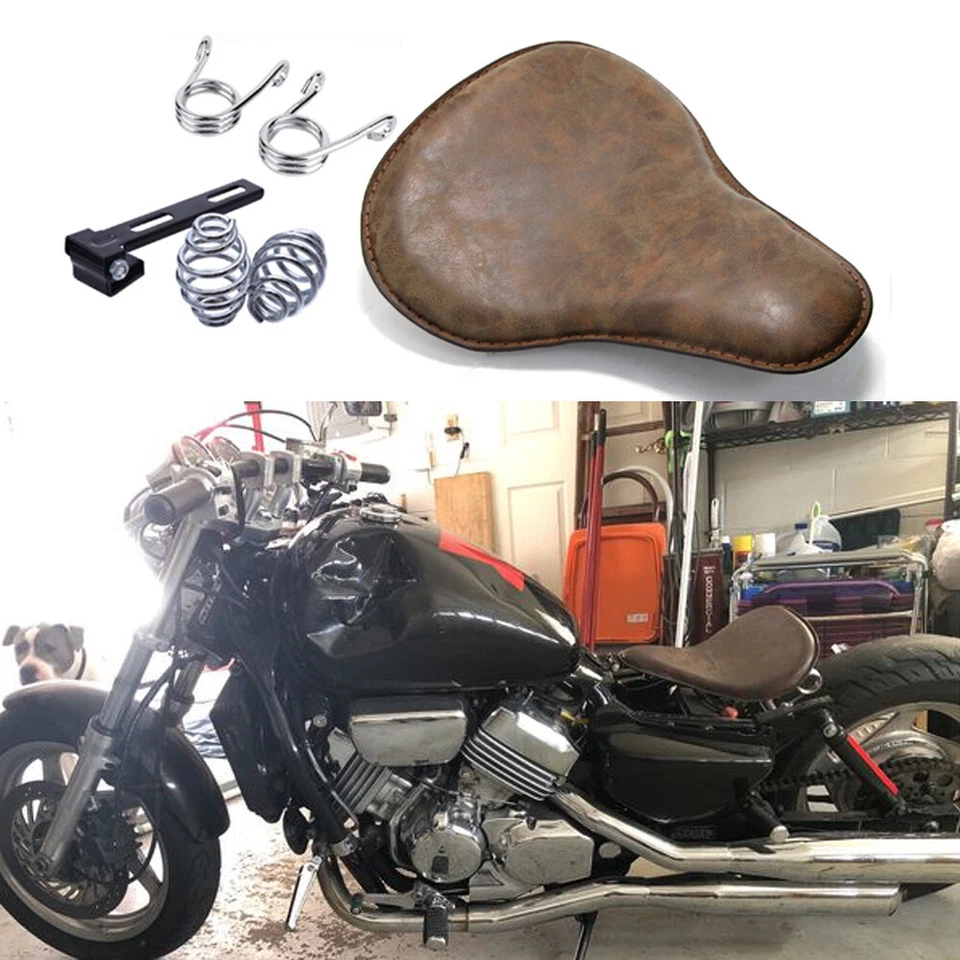 Aged Brown Motorcycle Large Solo Seat Spring For Honda V30 V45 V65 Magna Bobber — 第 1/4 张图片