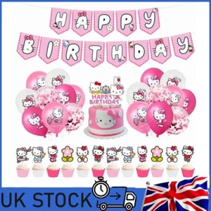 35PCS/Set Pink Kitty Birthday Party Decorations Balloons Banner Bunting - Picture 1 of 10