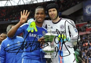 Petr Cech and Didier Drogba Chelsea Legends Signed 8" x 6" Photo - Picture 1 of 1