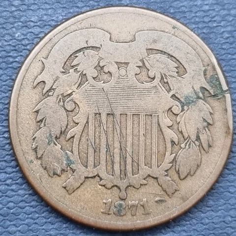 1871 Two Cent Piece 2c Circulated #60551 Cover