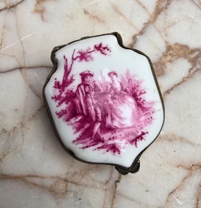 Samson Paris Meissen Style Puce Trinket Snuff Patch box 19th century Porcelain - Picture 1 of 5