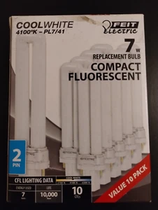 10 Pack Feit Electric 7w Compact Fluorescent Bulb 2 Pin Cool White 4100K - Picture 1 of 3