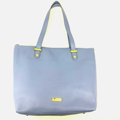 Joy  Mangano Shoulder Bag Light Blue Leather Satchel Tote Gold Tone Hardware - Image 1 of 4