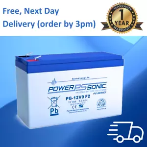 POWERSONIC 12V 9ah UPRATED Rechargeable battery, REPLACES 7ah, Same size - Picture 1 of 2