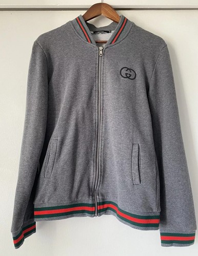 Giacca Uomo Gucci Grigio Track Grigio Righe Verdi e Rosse Tg M