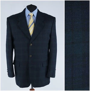 Mens Check Plaid Blazer 46R UK Size Blue Green Wool Sport Coat Jacket - Picture 1 of 12
