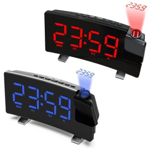Digital LCD Alarm Clock Radio Time Desk LED Projection FM Radio Snooze Clock - Picture 1 of 16