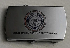 IBEW Belt Buckle Electrical Workers Union 380 PA Brass Zippo with Belt 53" - Picture 1 of 20