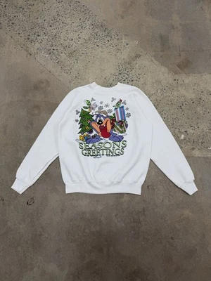 Moletom vintage anos 90 Tiny Toons Dizzy Devil Natal gola redonda desenho animado raro - Imagem 1 de 4