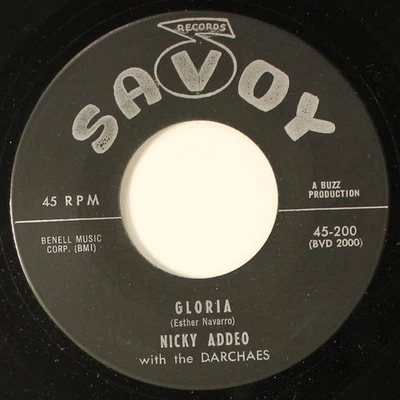 NICKY ADDEO & DARCHAES: gloria / bring back your heart SAVOY 7" Single 45 RPM - Image 1 of 2