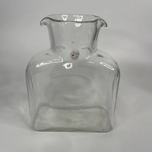 BLENKO Glass Pitcher Decanter Carafe Water Bottle Vase Double Spout Clear MCM - Picture 1 of 7