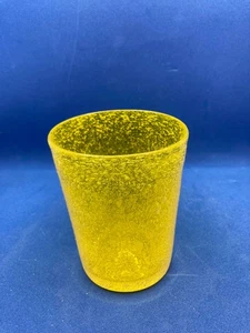 Glas, Trinkbecher, gelb, Schaumglas, Blasenglas, mundgeblasen, Vintage - Bild 1 von 3
