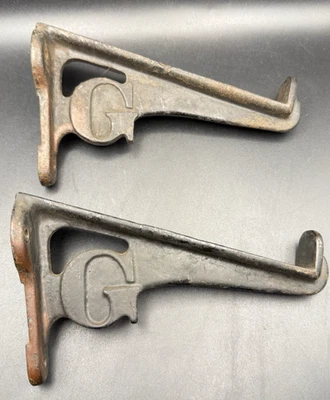 Juego de soportes de estante de pared de hierro fundido "G" par de herrajes decoración vintage primitivo Foto 1 de 4