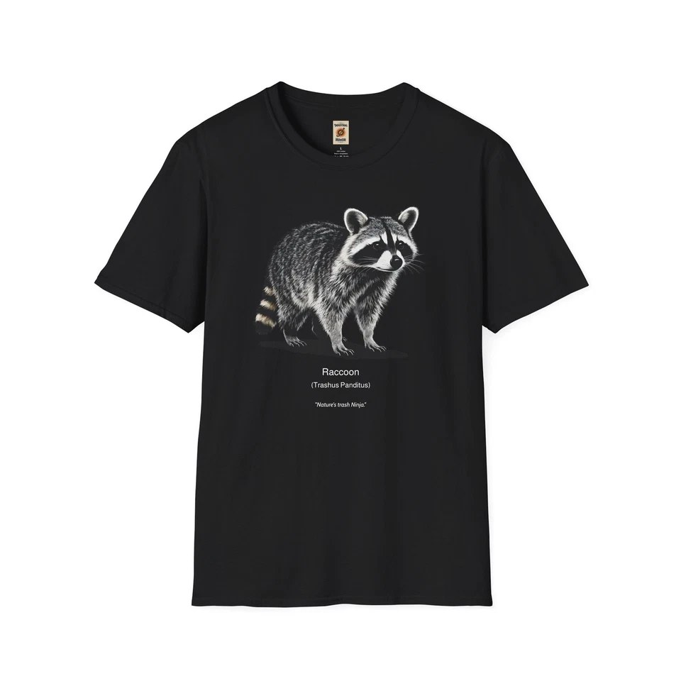 Camiseta unisex mapache, camiseta amante de la naturaleza, regalo, vida silvestre, negra Foto 1 de 1
