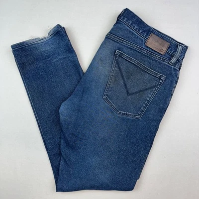 John Varvatos Jeans Mens 36 Bowery Slim Straight Medium Wash Distressed Stretch - Image 1 of 4