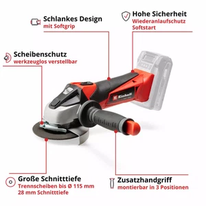 EINHELL AKKU Trennschleifer TE-AG 18/115 Li Softstart Wiederanlaufschutz - Bild 1 von 6