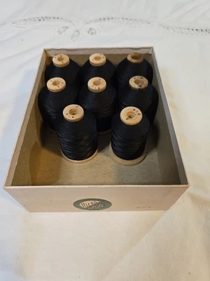 RICE’S Máquina Giratoria Nylon Hilo Negro 8 Carretes 600 Yardas Cada Stock De Colección Foto 1 de 4