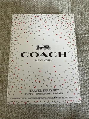 COACH Travel Spray Set Eau De Parfum Legacy Signature Poppy .25 fl oz NIB - Image 1 of 3