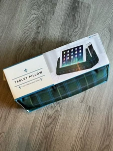LapGear Microbead Tablet Pillow Stand with Phone Pocket - Green Tartan Plaid - Picture 1 of 4