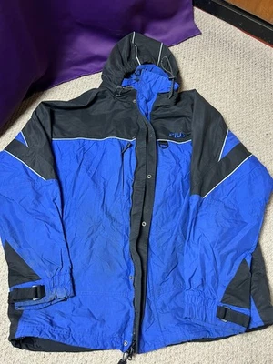 FILA Mens Size Large Blue Black Hiking Coat Zip Up Hooded Outdoor Jacket - Image 1 of 4