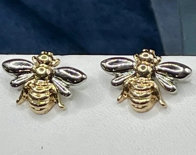 Mixed Metals Gold & Silver Tone Honey Bumblebee Stud Earrings 1/2” Inch - Image 1 of 4