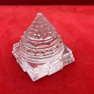 Genuine Shri Yantra Sri Crystal Quartz 2" Energized Religious Luck Temple Diwali - Picture 1 of 9